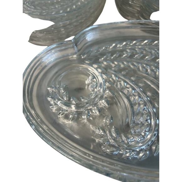 (2) Federal Glass Homestead Snack Trays Wheat Sheaf Design Vintage EUC No Cups - Picture 10 of 11